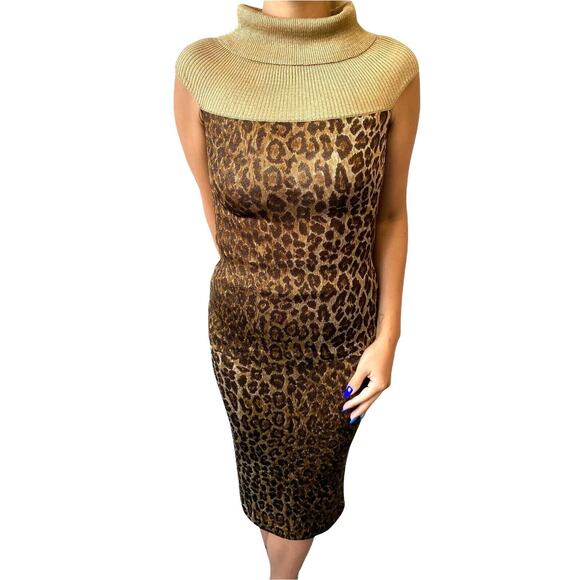 C0 Auth DOLCE & GABBANA Leopard Print Gold Lurex Top & Skirt Suit Set Size 28/42 - Picture 1 of 7